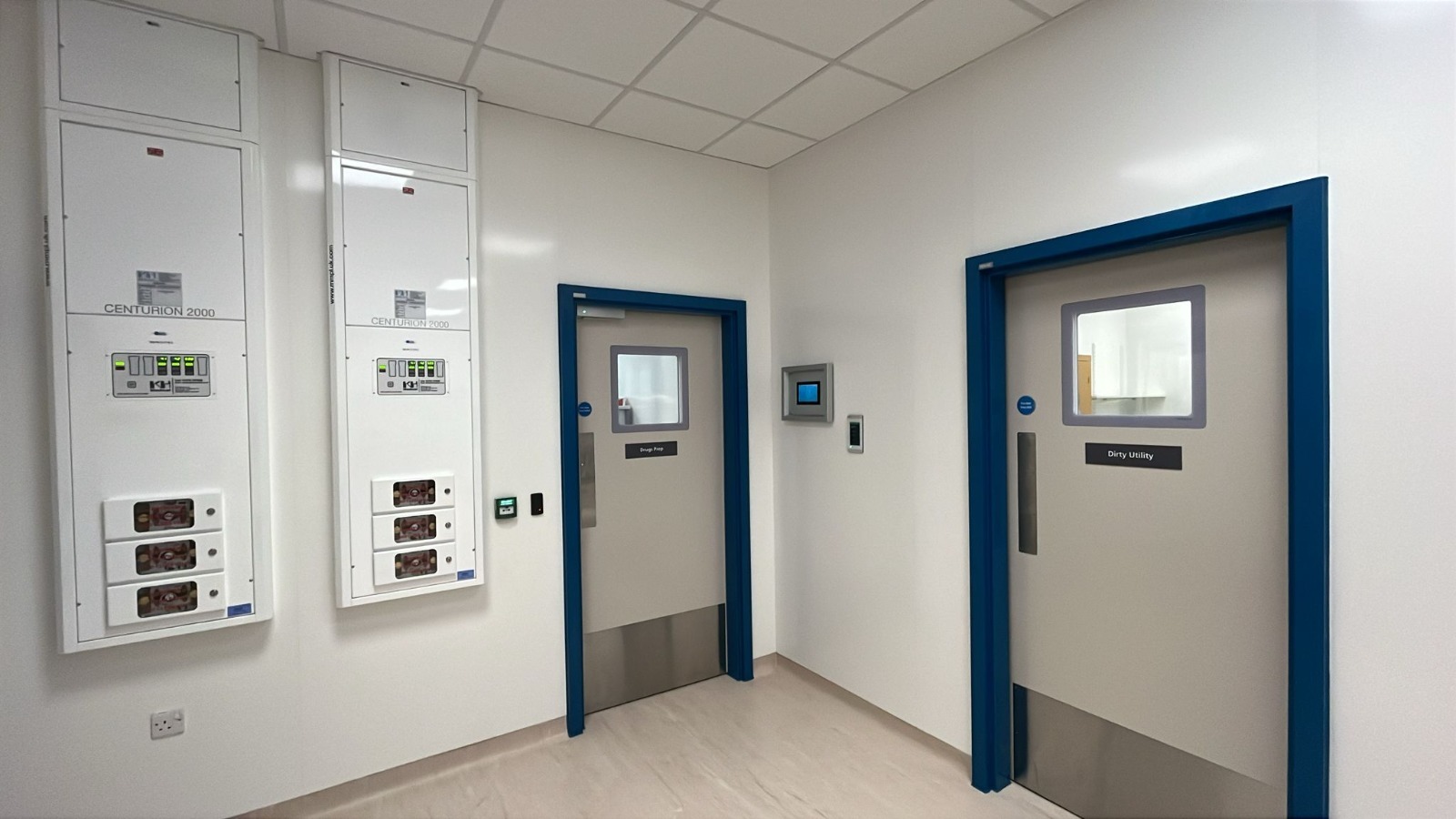 Controlled-access rooms in a completed live healthcare environment