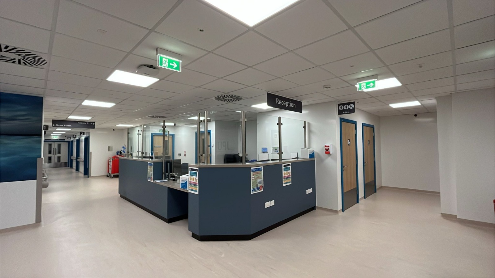 Completed reception inside a healthcare facility