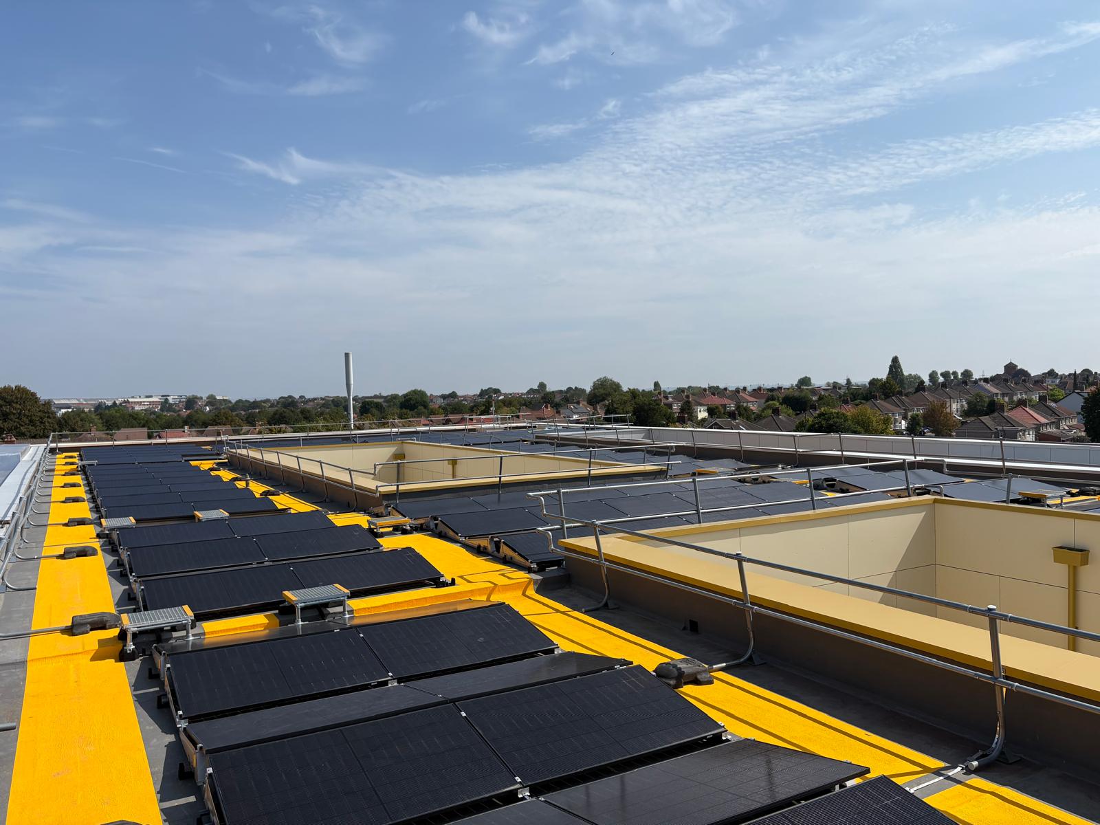 Coordinated healthcare roof installation and safe access routes
