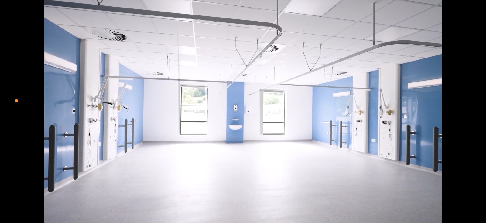Bright completed hospital ward with clinical services installed